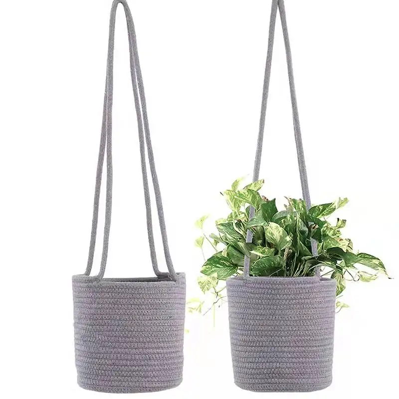 Garden Plant Storage Basket Elegant Home Decor Nordic Plants Hanger Flower Pot Holder Durable Straw Hanging Planter Pot Fashion