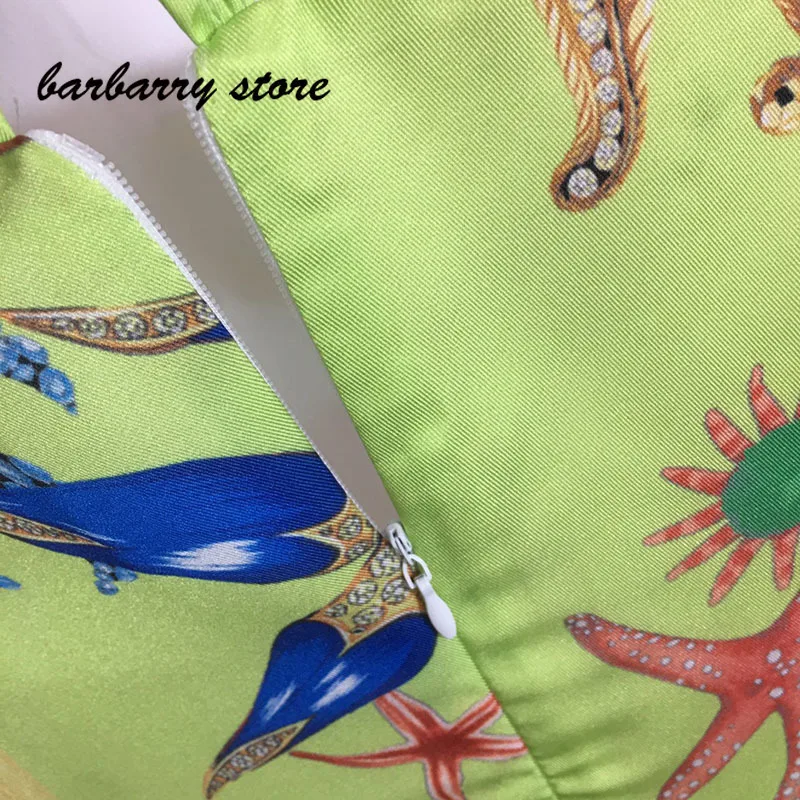 

2021 luxury brand starfish shell printing fashion women's lace up sexy open back versatile suspender vest dress A-line skirt