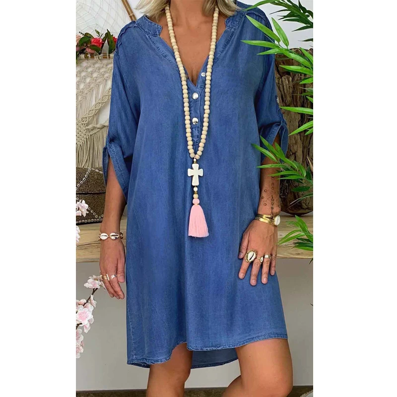 YELITE женские синие джинсы джинсовые платья модное свободное мини-платье