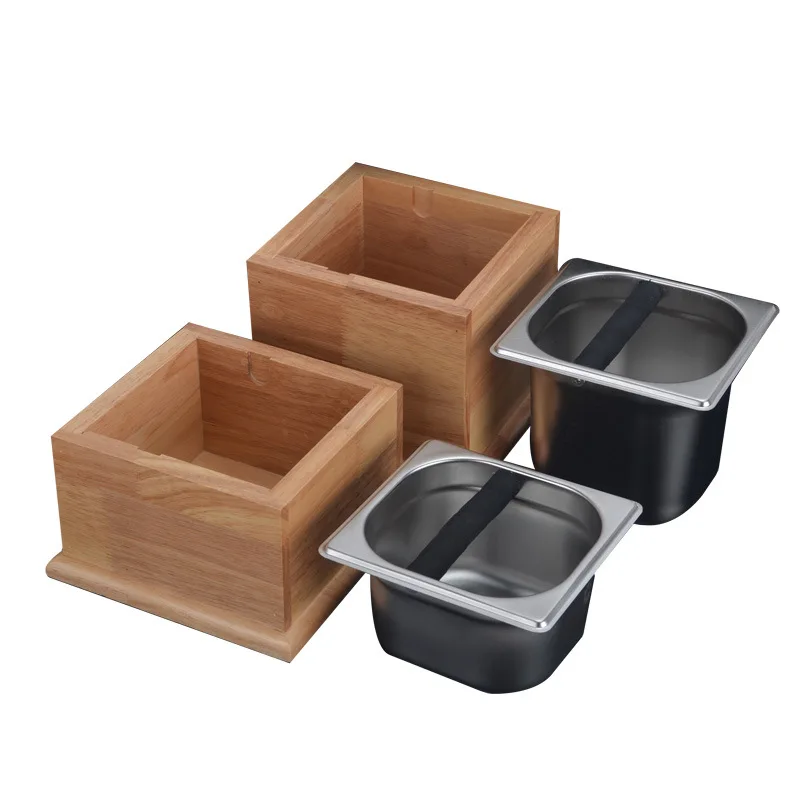 Деревянная коробка из нержавеющей стали для темпера кофе с глубоким изгибом