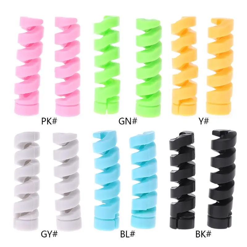 

2pcs Cable Protector Bobbin Winder Data Line Case Rope Protection Spring Twine For Phone USB Earphone Cover 45BA