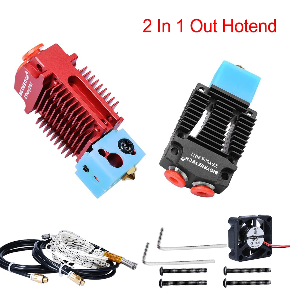 

2 IN 1 Out Hotend J-head Extruder 3D Printer Parts Bowden Extruder Multi-Color 12V/24V 1.75MM Filament Cooling Fan VS V6 Hotend