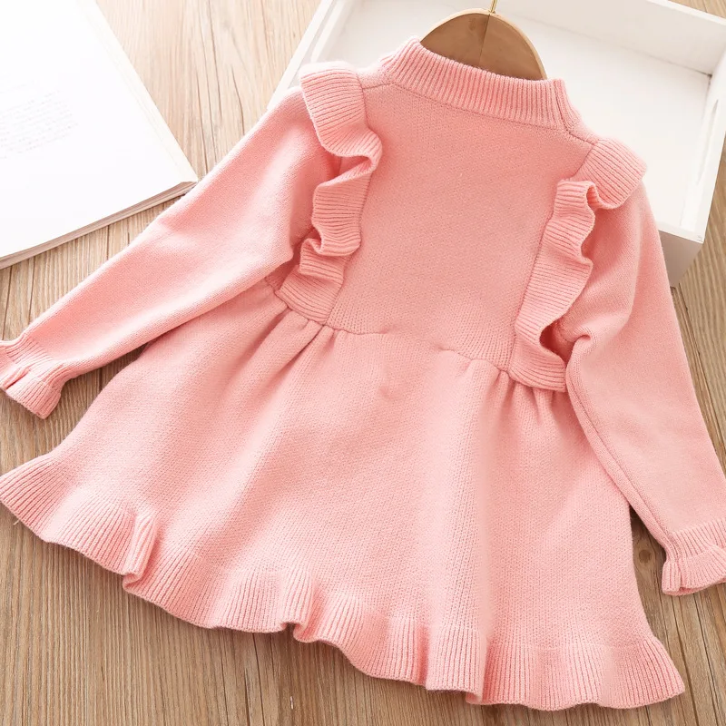 New Princess Knitted Dress 2021 Autumn Girl Children Winter Long Sleeve Christmas Party Dresses Kids Girls Clothes 1 years | Детская