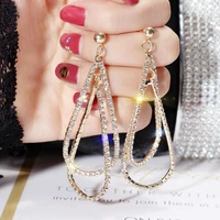 korean new creative personalized style fashion atmospheric trend geometric water drop diamond inlaid female earrings