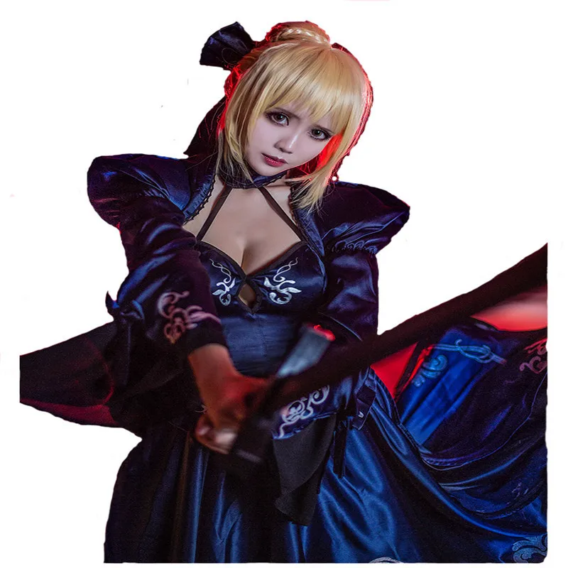 

Alter Saber Cosplay Costumes Fate Zero Suits UBW Costume Arturia Black Dress Saber Cosplay Zero Fate Stay Night Costume Women