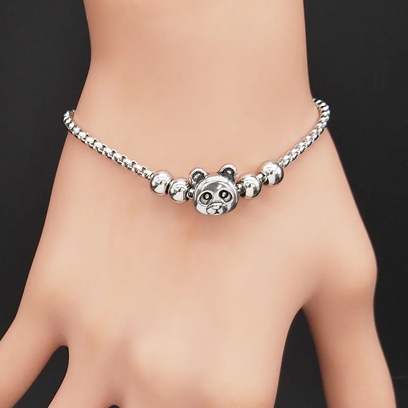2021 модные браслеты из нержавеющей стали с изображением медведя женские
