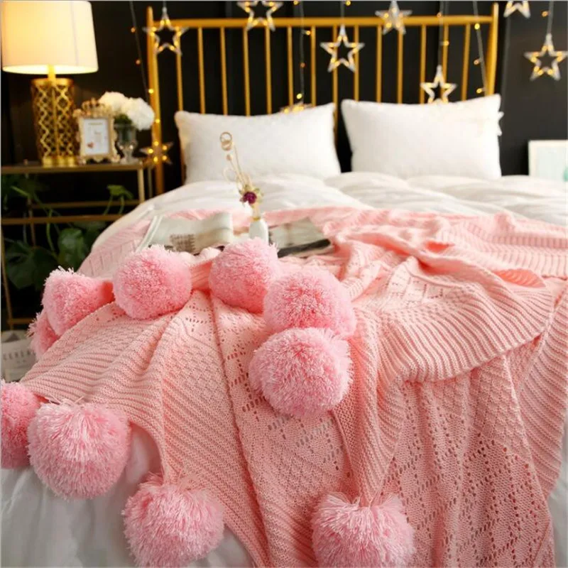 Хлопковое покрывало для дивана уютное вязаное одеяло трикотажное очень мягкое