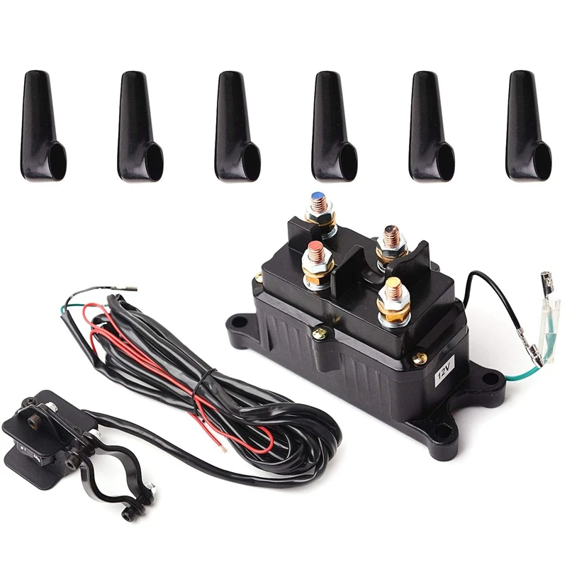 12V Solenoid Relay Contactor &amp Winch Rocker Thumb Switch Combo For Atv Utv |