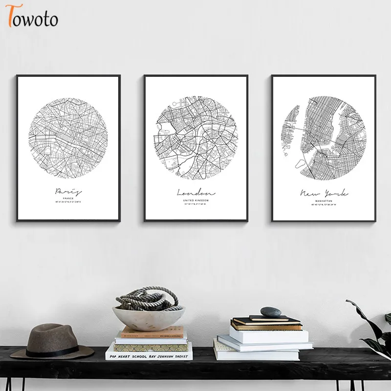 Картина на холсте с изображением Лондона Нью-Йорка черно-белый плакат 50x70