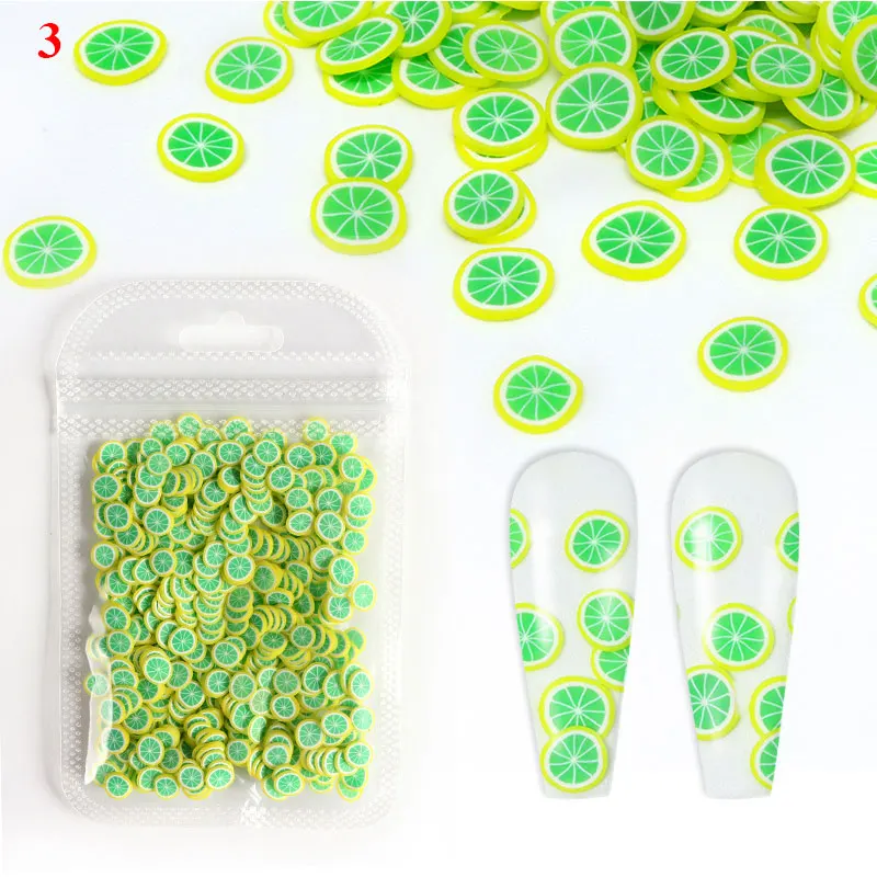 

12 Styles Fruit Slices Nail Stickers Colorful Nail Tips Polymer Clay Manicure Acrylic Nail Mixed Fruit Slices Nail Decoration