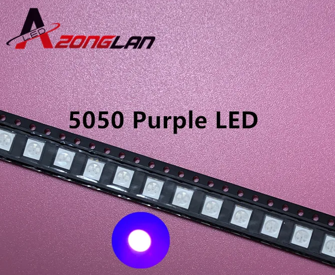 1000 шт. ультра яркий 5050 светодиодный SMD Фиолетовый УФ-чип поверхностного монтажа