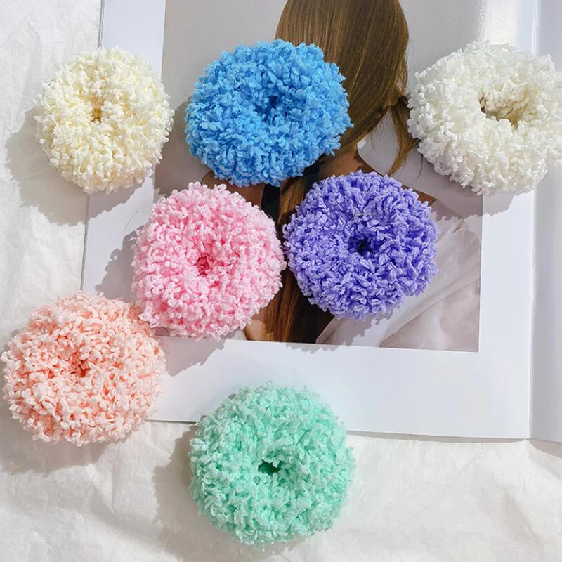 

1PC Daily Soft Hair Scrunchies Plush Elastic Hair Band Women Girls Ponytail Holder Casual Luminous Rubber Band Hair Accessories