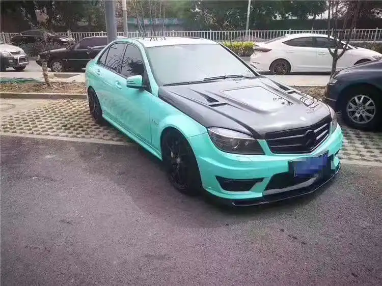 Carbon Fiber Clear Glass Front Bumper Engine Hood Vent Cover Fits For Benz C-Class W204 C63 AMG 2008