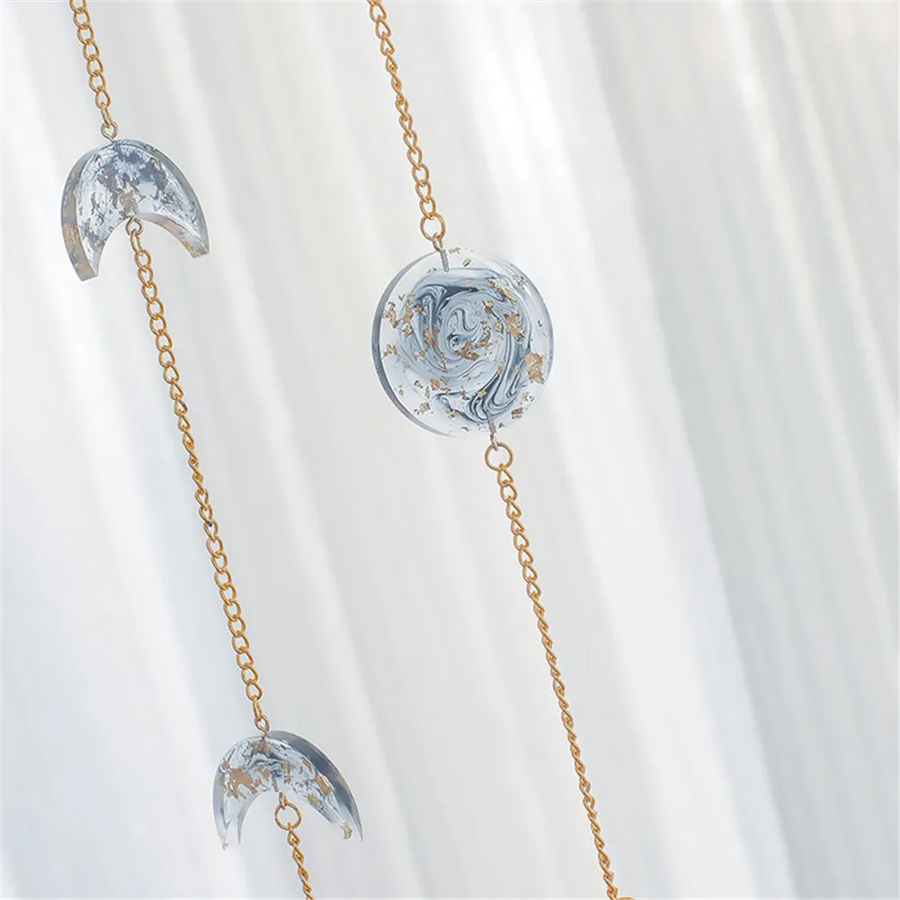 

Moon Phase Wall Hanging Bohe Decor Rustic Home Decoration Metal Chain Hanging Resin Moon Ornament Wall Art For Bedroom 2021