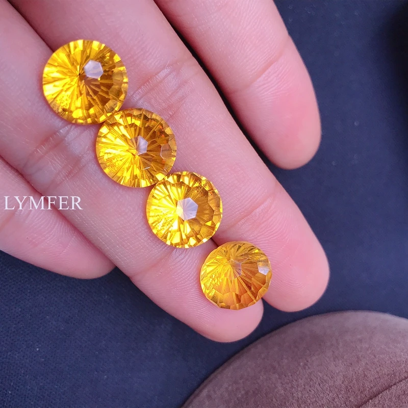 15x15mm Special offer round citrine  fireworks cutting process explosion flash