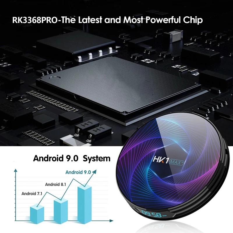 HK1 MAX + STB Android 9 0 RK3368 ТВ-приставка Bluetooth двухдиапазонный HD плеер смарт-медиаплеер