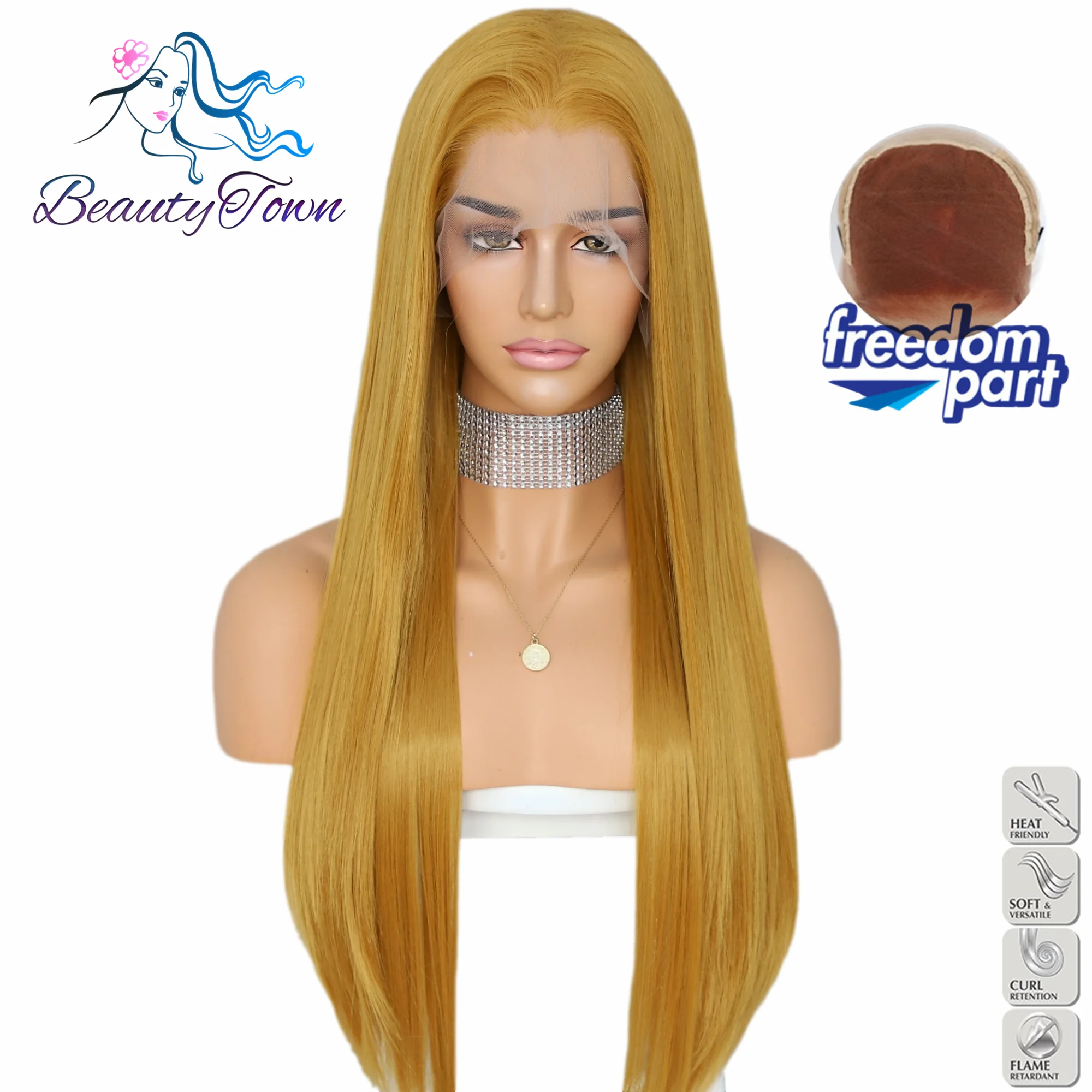 BeautyTown желтый 13x6 Количество кружева часть Futura термостойкие не запутывать каждый день свадебный макияж слой синтетические кружева передний парик