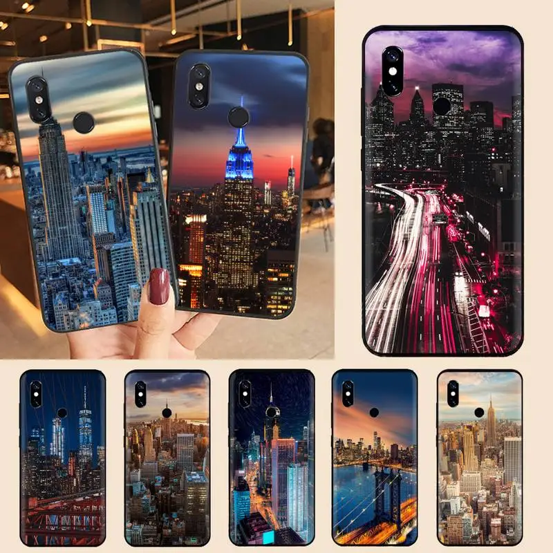 

New York City Night lights pattern Phone Case For Xiaomi Redmi note 7 8 9 11 t s 10 A pro lite funda shell coque cover