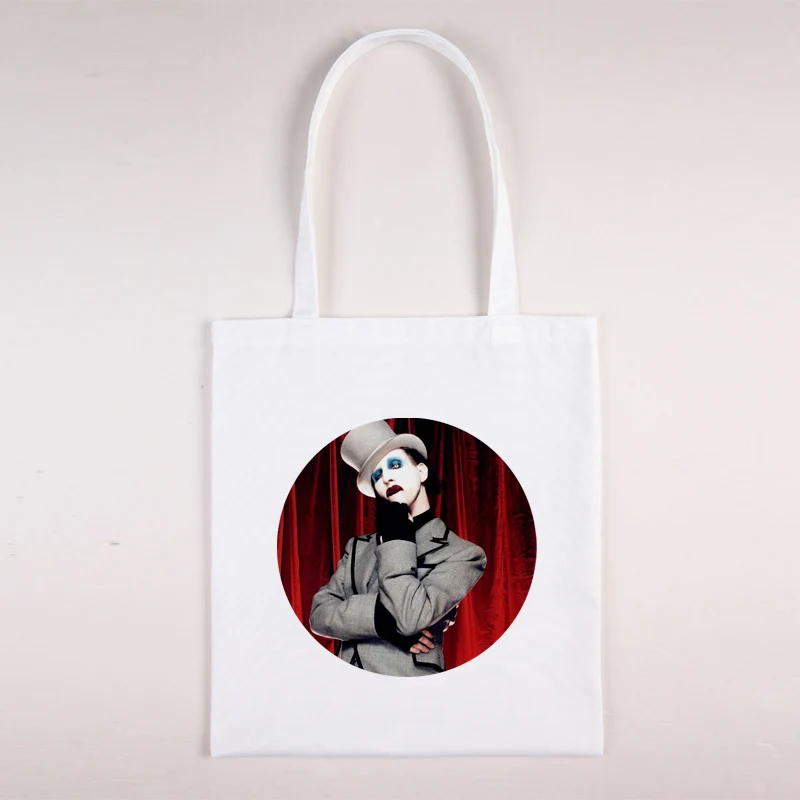 

Marilyn Manson Shoping Bags Canvas Shopper Bag Women's Handbag Designer Handbags Shopping Folding Cheap Free Shipping White 2021