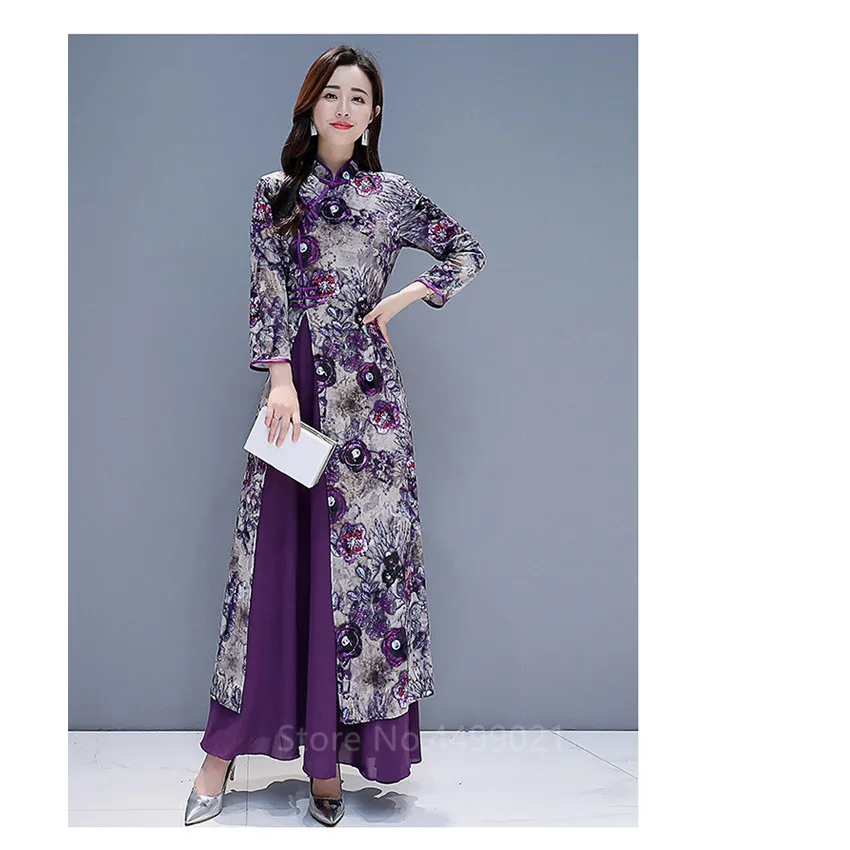 Вьетнамское платье Ao Dai для женщин китайское строгое Элегантное свадебное с