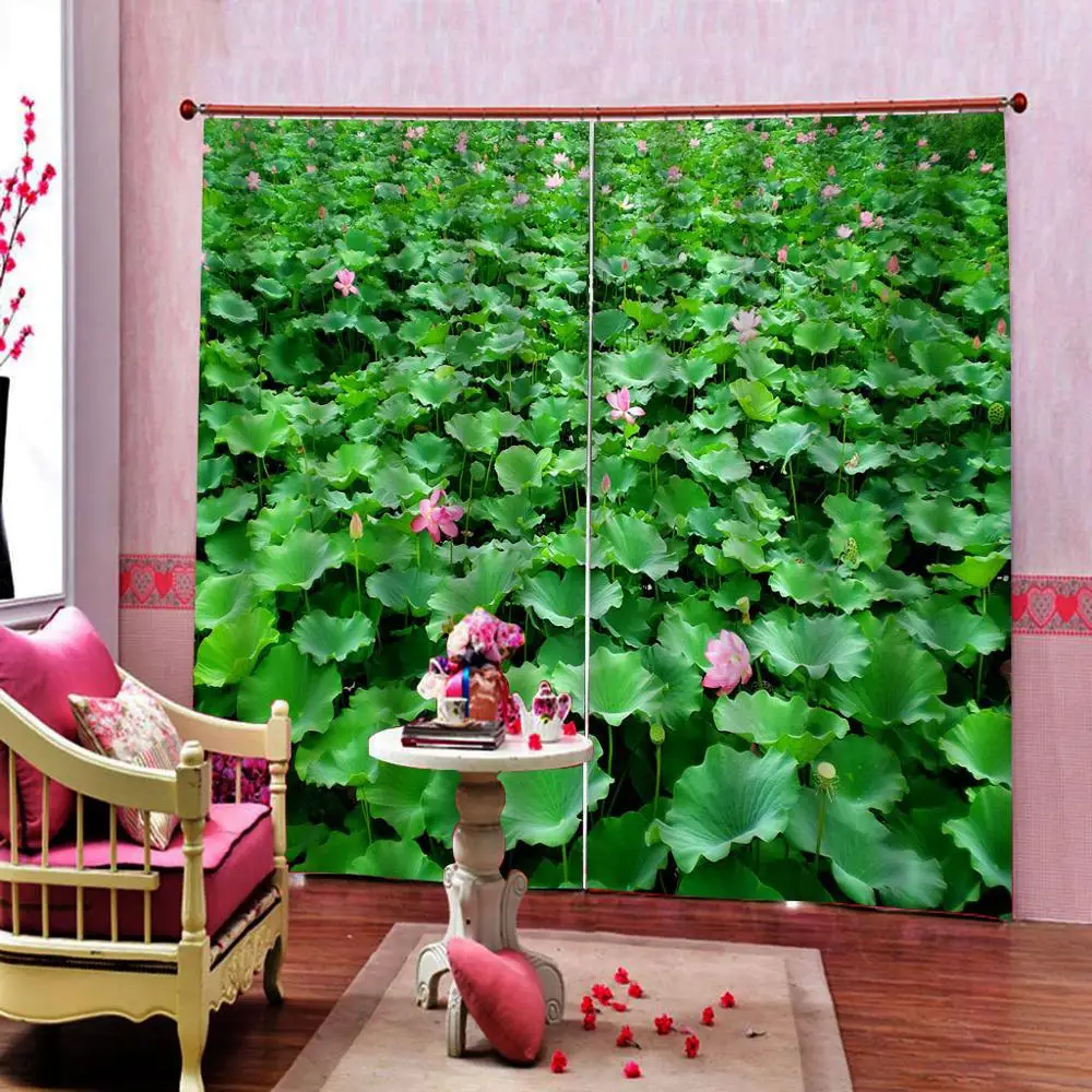 HD картина лотос лист пруд цветок растение большая оконная занавеска для гостиной