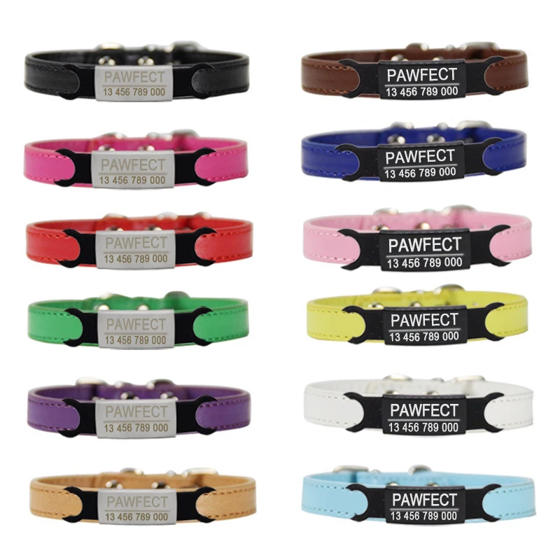 

Ошейник для собак с индивидуальной гравировкой, безопасное ожерелье из искусственной кожи для маленьких собак с отрывной ножкой, подходит ...