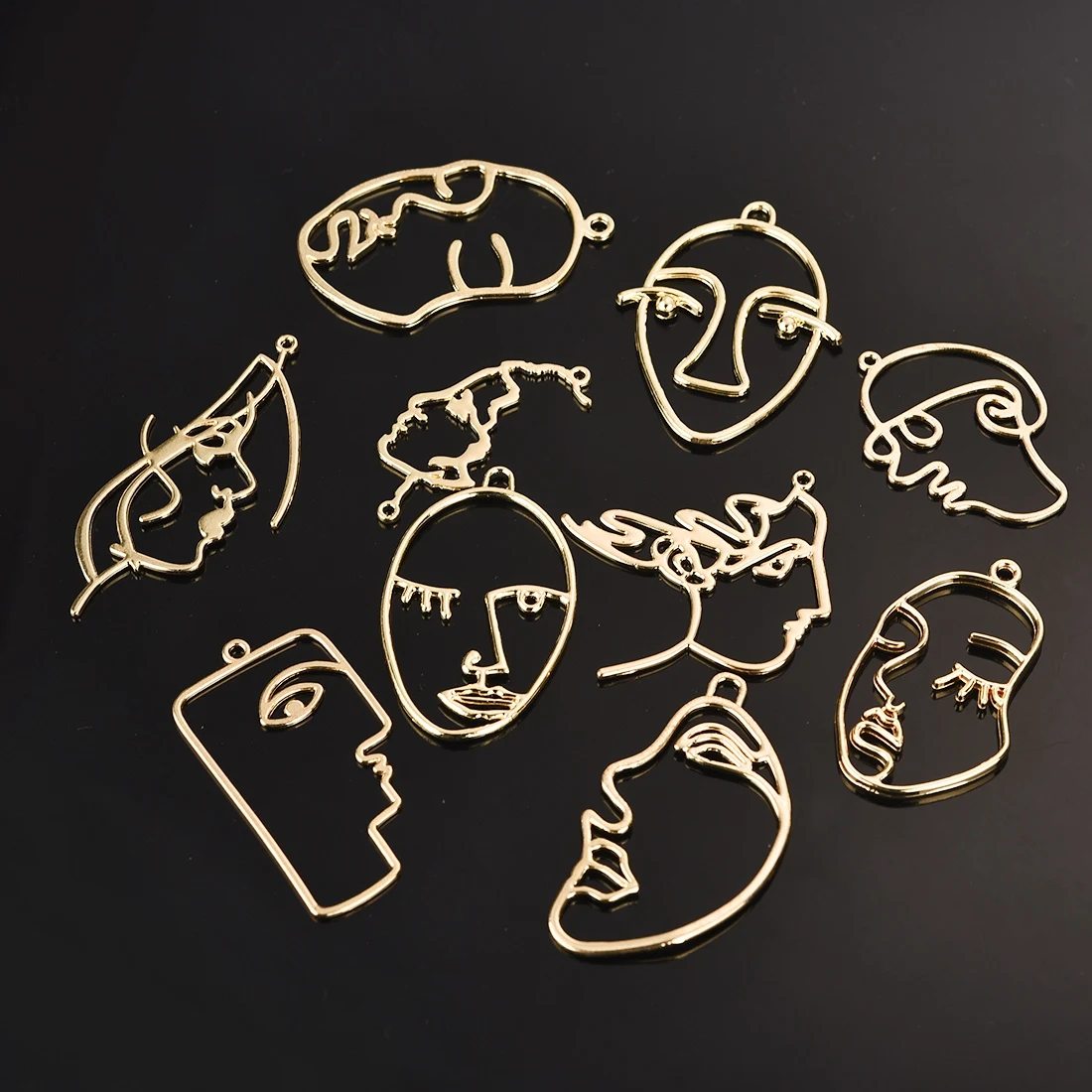 10 шт./лот искусство абстрактное человеческое лицо Полые Подвески Подвеска