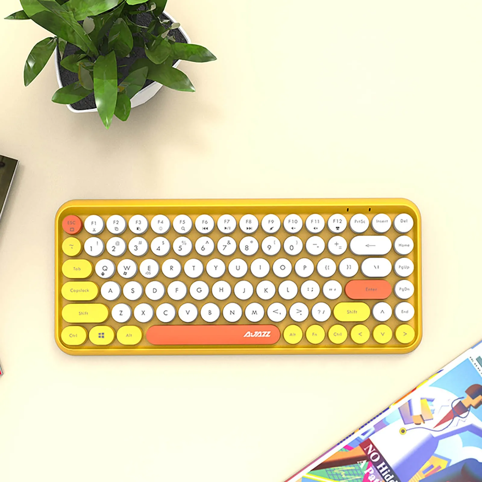 

HIPERDEAL(HIPERDEAL) New Ajazz 308i Bluetooth Wireless Gaming office Keyboard 84-key Classic Round key Keyboard For Laptop