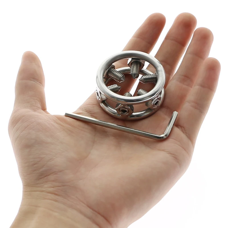 Кольцо для пениса с шипами кольцо из нержавеющей стали экстремальным замком