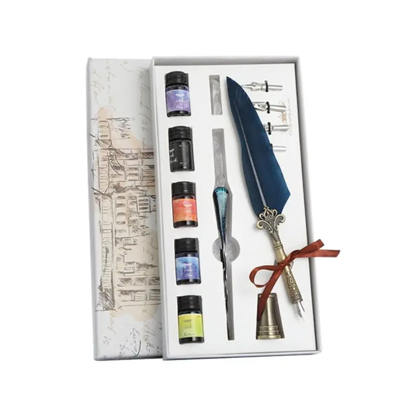 

1 Set Vintage Calligraphy Feather Dip Pen Fountain Writing Ink Nib Stationery G88D