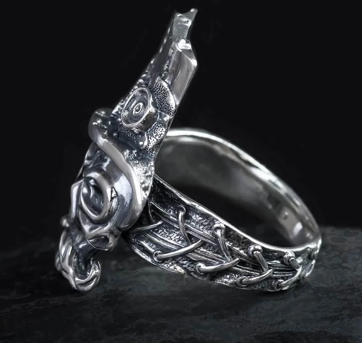 

Juno Retro punk steam parts HAT SKULL a Gothic Ring halloween Ring