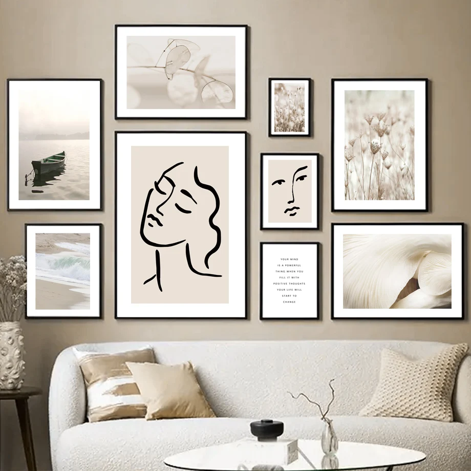 

Wall Art Print Canvas Painting Mushroom Dandelion Flower Beach Matisse Woman Nordic Poster Wall Pictures For Living Room Decor