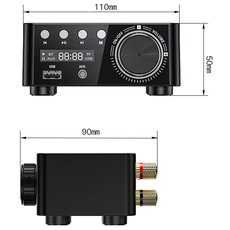 

Hot Mini Bluetooth Power Amplifier Home Lossless Power Amplifier 50W+50W HiFi Stereo Power Amplifier(EU Plug)