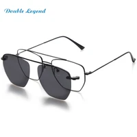 double legend irregular spectacle women men sunglasses 2 in 1 metal optical frame with magnetic polarized clip sun glasses new