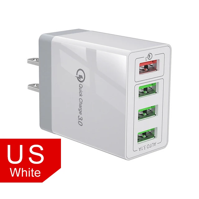 White US Charger Олаф 4 порта QC 3,0 USB зарядное устройство для iPhone Plus X XR XS Max Быстрая зарядка для Xiaomi huawei настенное зарядное устройство для мобильного телефона - Тип штекера: White US Charger