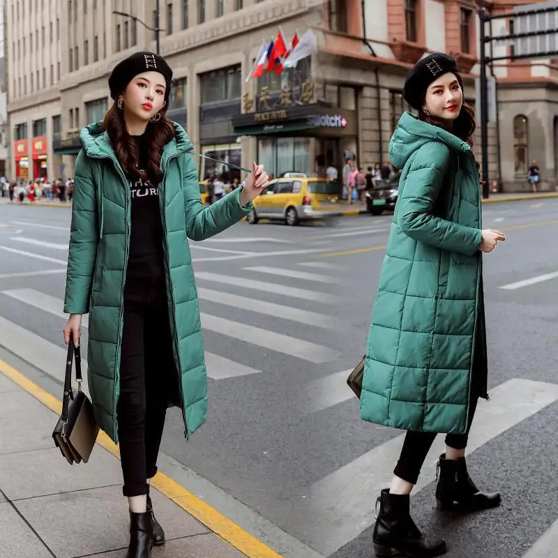 ArmyGreen/куртка из хлопка, женская зимняя парка из хлопка, Женская Осенняя куртка с капюшоном серого цвета, пуховик, Женская длинная куртка выше колена, Длинные куртки XXXL, верхняя одежда, mujer, черный M L XL XXL