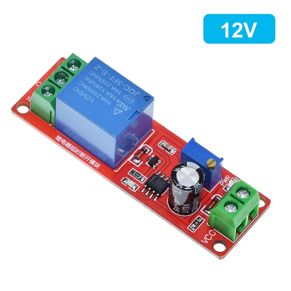 1PCS NE555 Timer Switch Adjustable Module Time delay relay DC 12V Delay shield 0~10S | Электронные компоненты и