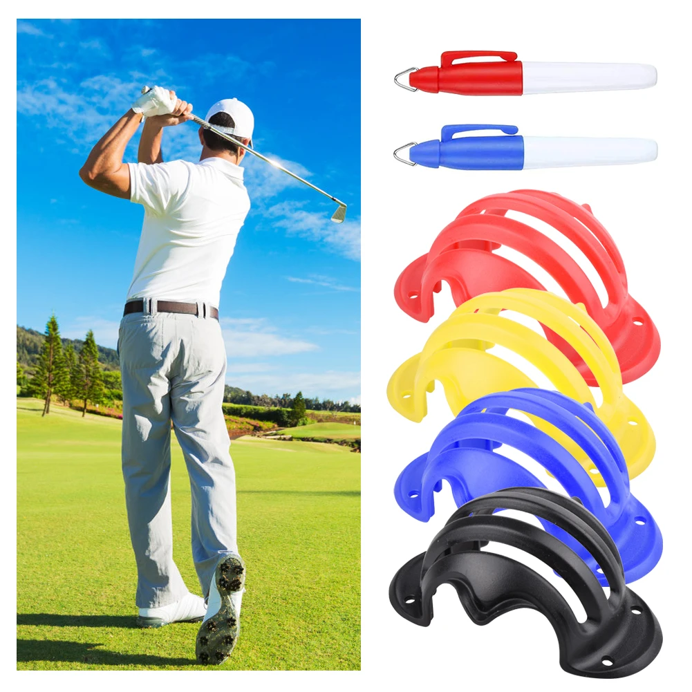 

Golf Ball Liner Set Golf Ball 4 Alignment Line Marker with 2 Pens Template Draw Golf Swing Training Tool