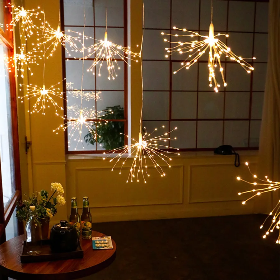 Thrisdar 120/200LED наружная подвесная струнная лампа Starburst с дистанционным фейерверком медная проволочная Гирлянда Свет DIY рождественская Свадебная вечеринка украшение