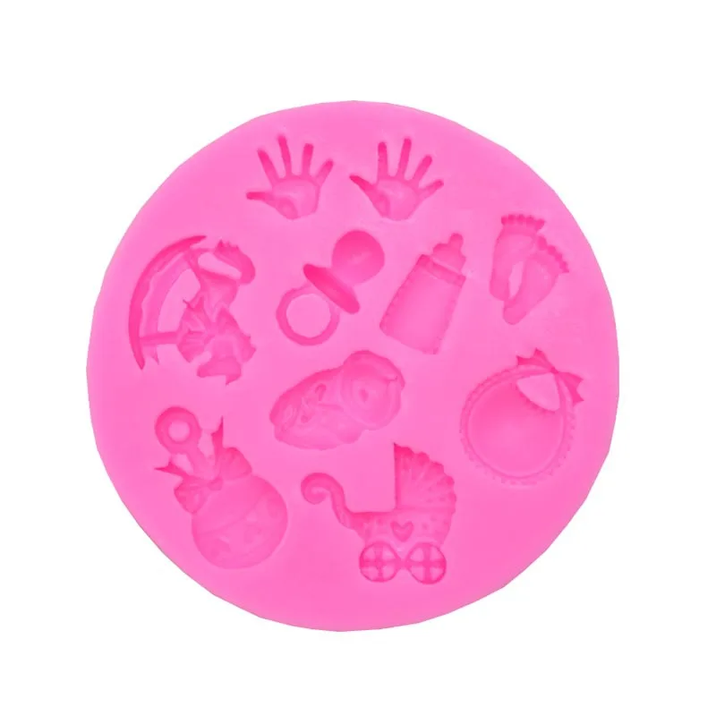 

Baby Shower Party Stroller Hand Bottle Trojan Shape 3d Fondant Cake Silicone Mold Kitchen Candy Cupcake Decoration Tools