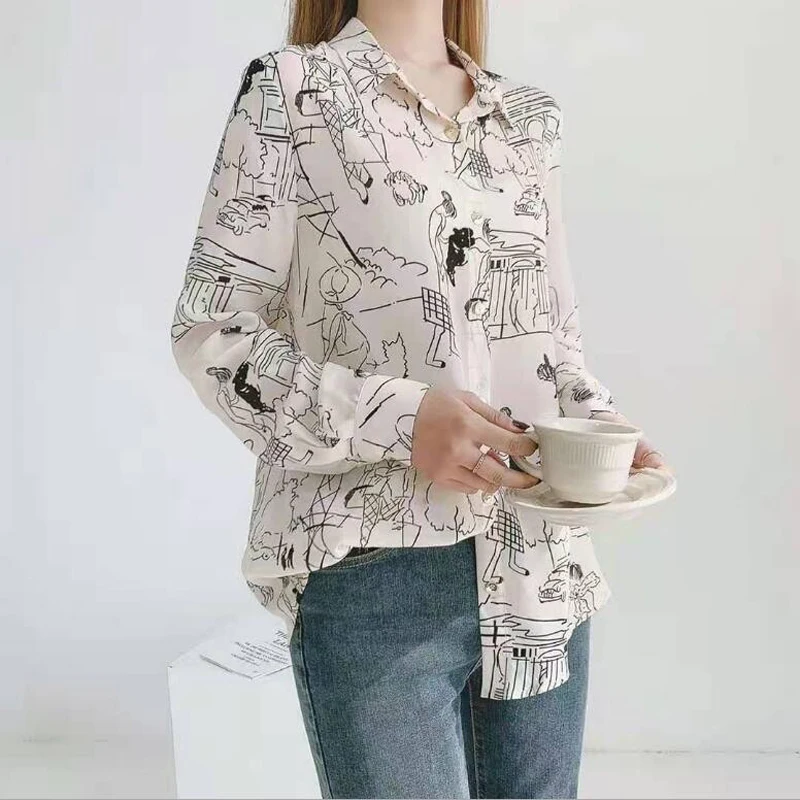 Новинка 2021 100% шелковая блузка Топ Женская Высококачественная рубашка из