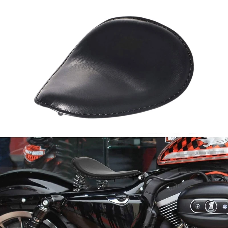 Черное Кожаное мотоциклетное сиденье для водителя Honda Sportster Bobber Chopper 883 в стиле