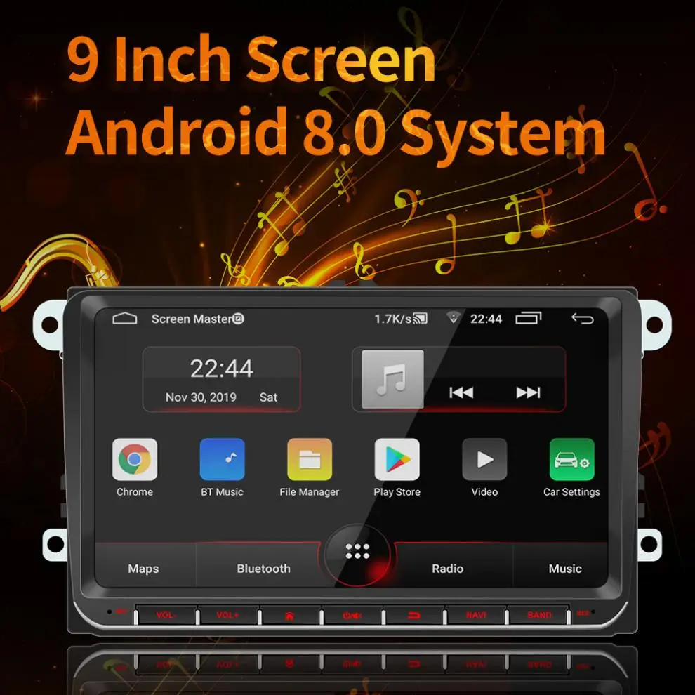 Автомобильный MP5 плеер 2 DIN 9 дюймов четырехъядерный процессор Android 8 1 GPS Navi
