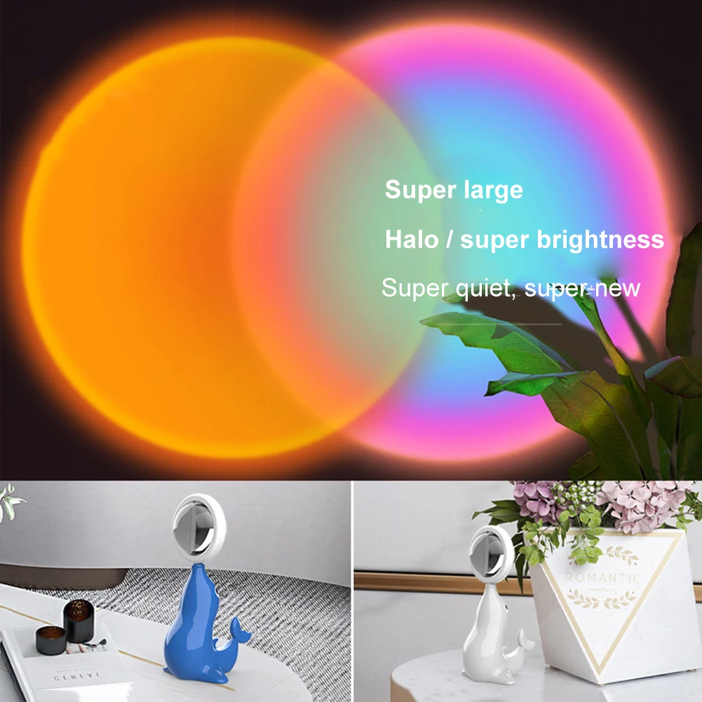 

Dolphin Sunset Projector Lamp USB Rechargeable Colorful Atmosphere Night Light Home Coffee Shop Background Wall Decoration