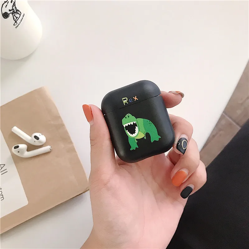 Приятный мягкий ТПУ силиконовый чехол для наушников для AirPods чехол История игрушек животное для Apple Airpods2 противоударный чехол для наушников Аксессуары - Цвет: Черный