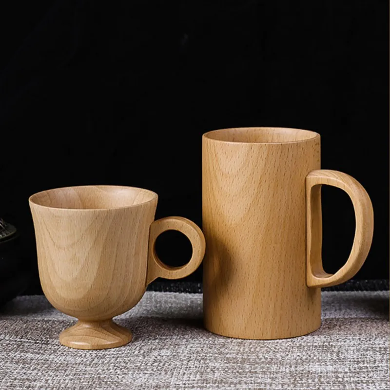 150ml Natural Handmade Wood Coffee Cup With Handle Teak Breakfast Milk Cup Water Cup Juice Drink Cup Beer Tea Drinkware Cup