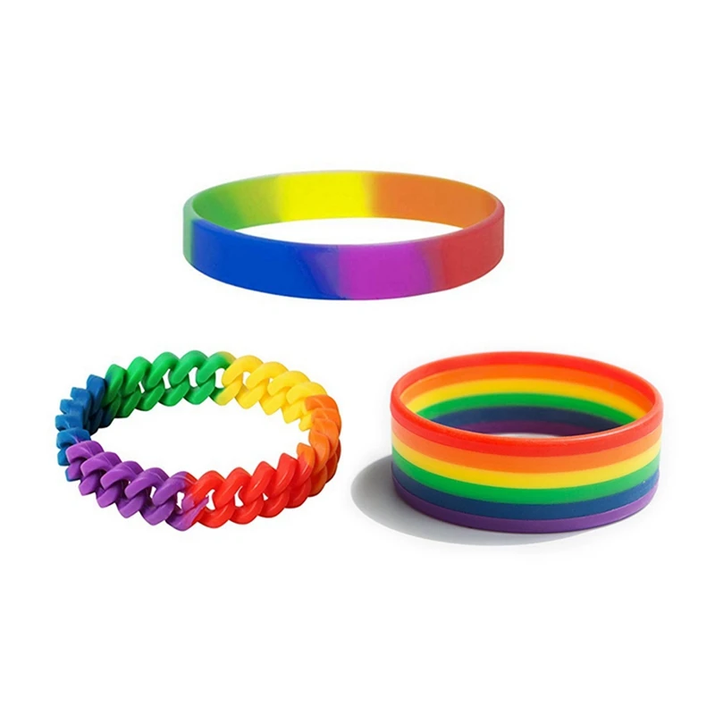 Радужный силиконовый браслет Pride ЛГБТ унисекс бисексуал для геев