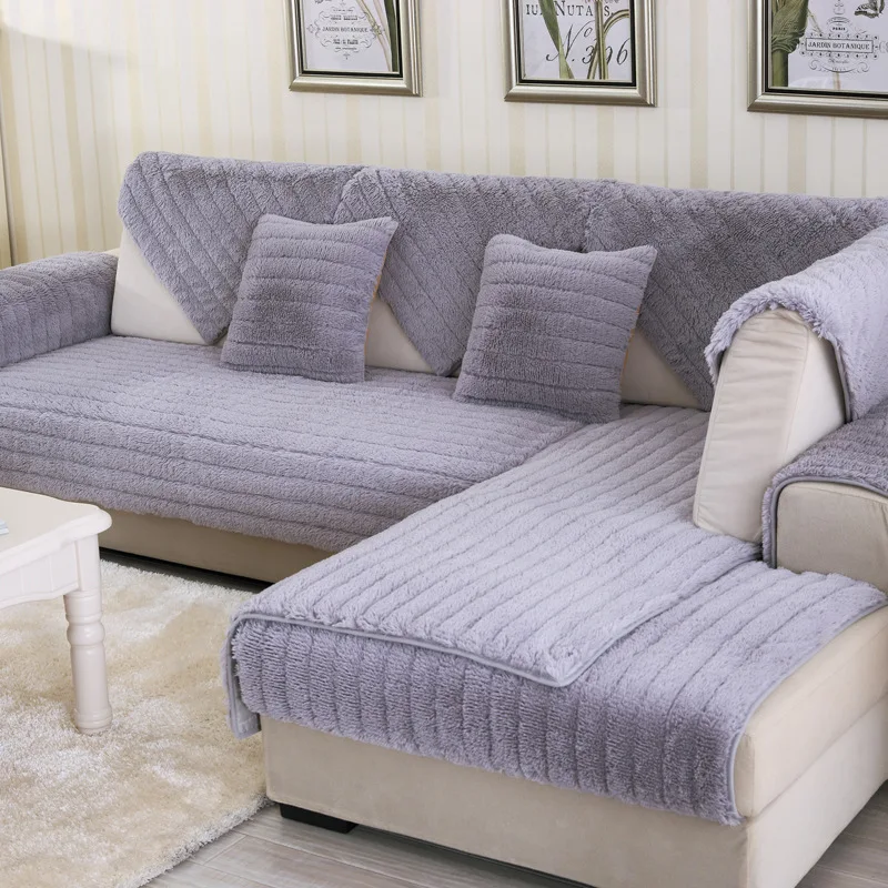 Плюшевые диванные подушки однотонные противоскользящие для гостиной |