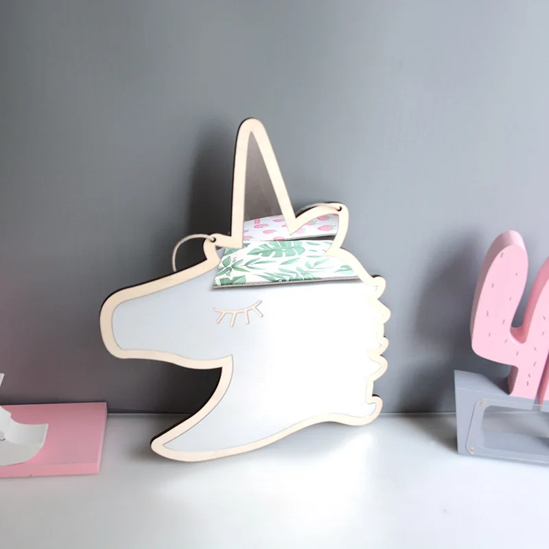 Ins стиль деревянное зеркало креативный мультфильм детское детская комната