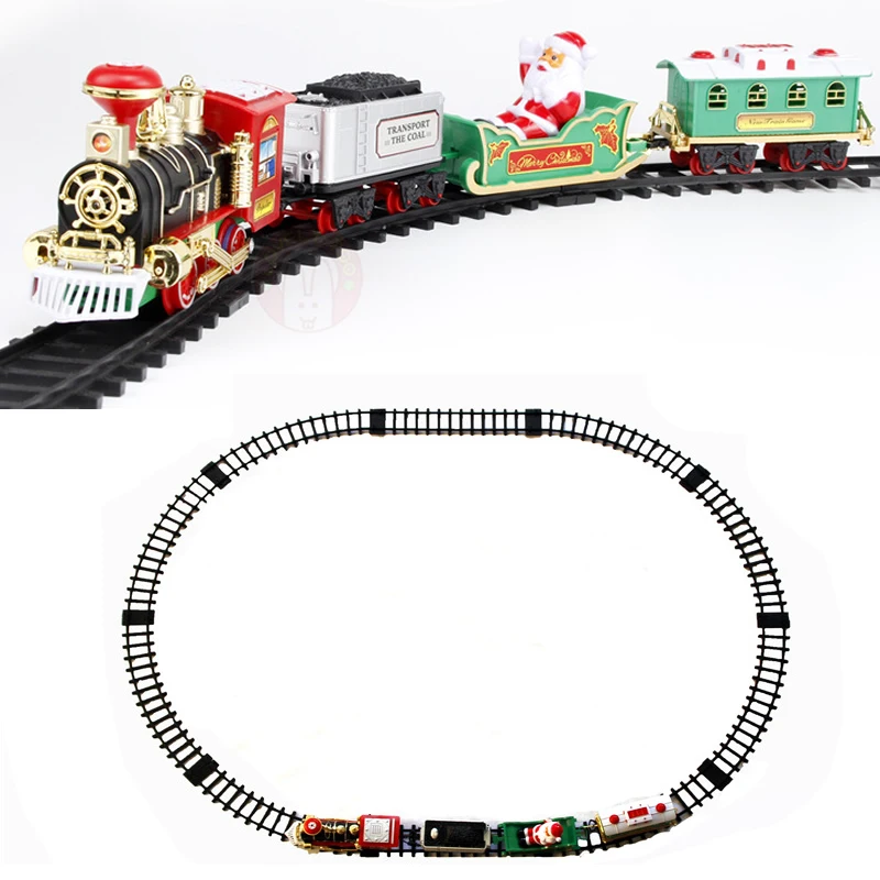 

Train Railway Toy Cars Racing Track with Carriage Sound and Light Electric Express Truck Xmas DIY Toys for Children